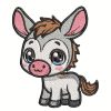 Donkey embroidery design, 5″ × 7″ hoop size. Perfect for clothing, accessories, and home décor. High-quality, beginner-friendly, and whimsical.