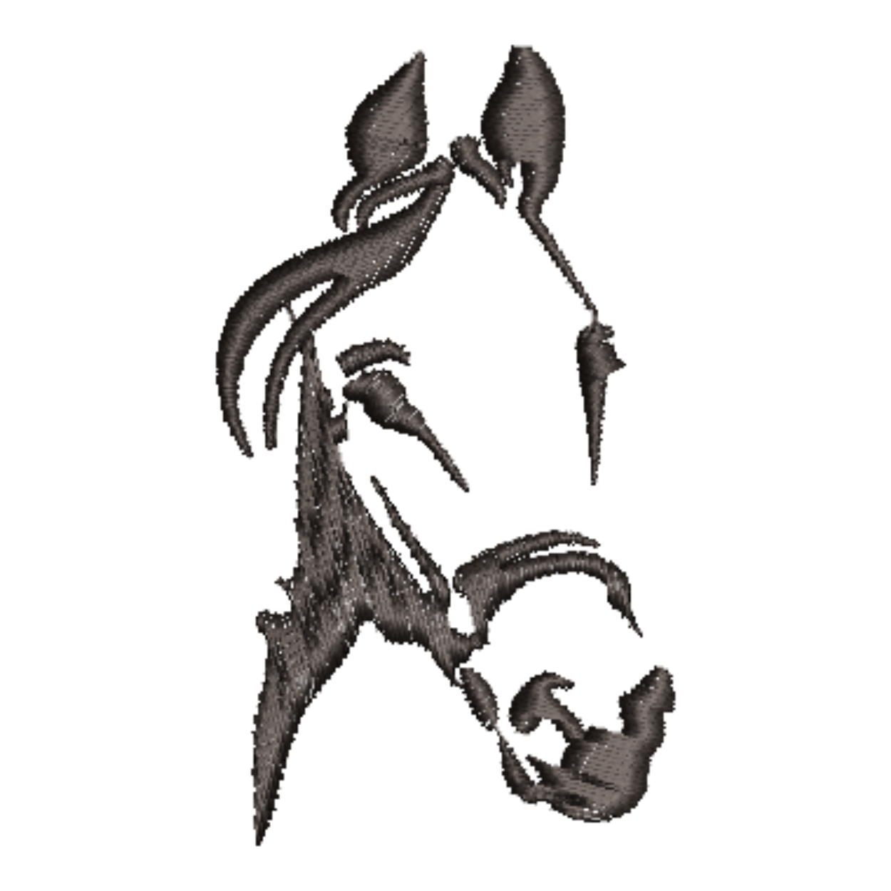 6x6 cm horse embroidery design for machine and hand embroidery. Perfect for clothing, bags, hats, and home décor. Detailed, charming, and ideal for horse lovers.